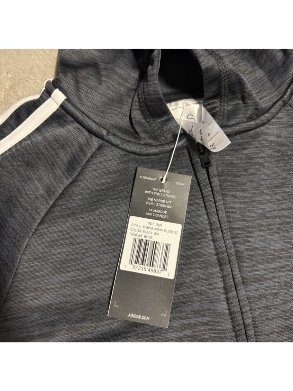 Adidas Boy's Long Sleeve Full Zip Game & Go Jacket CG2  Grey Small (8) - Picture 2 of 6